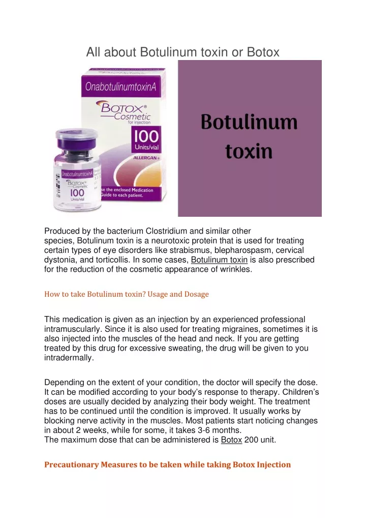 all about botulinum toxin or botox