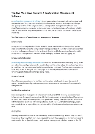 top five must have features a configuration