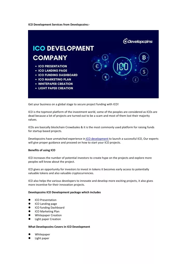 ico development services from developcoins