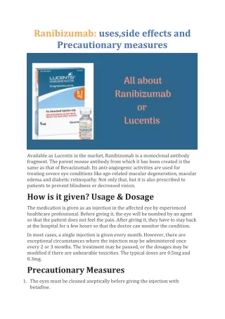 ranibizumab uses side effects and precautionary