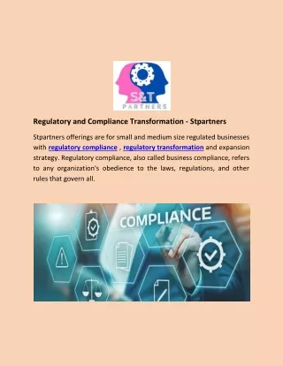 Regulatory and Compliance Transformation - Stpartners