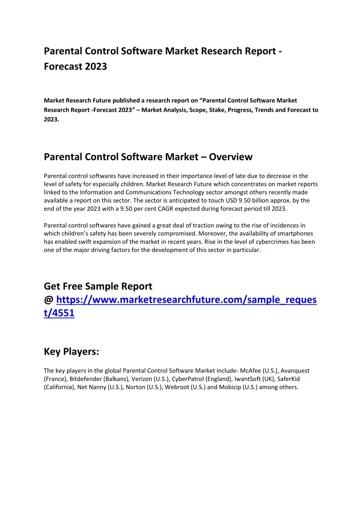 parental control software market research report