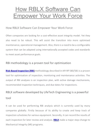 How RBLX Software Can Empower Your Work Force - Lifetech Engineering