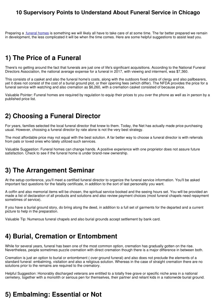 10 supervisory points to understand about funeral