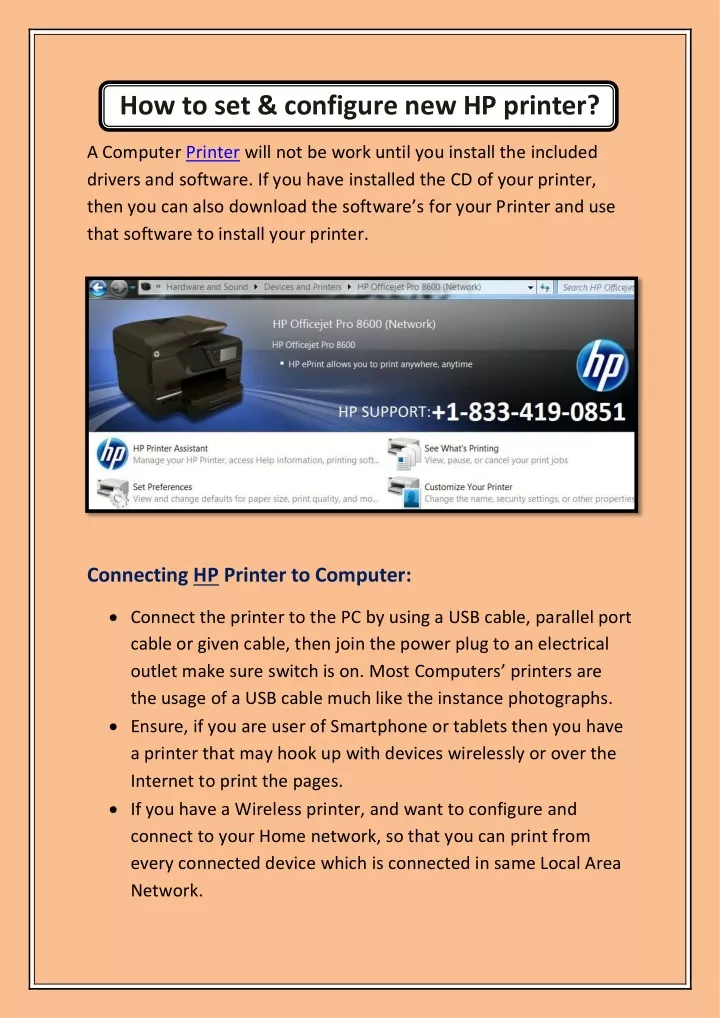 how to set configure new hp printer