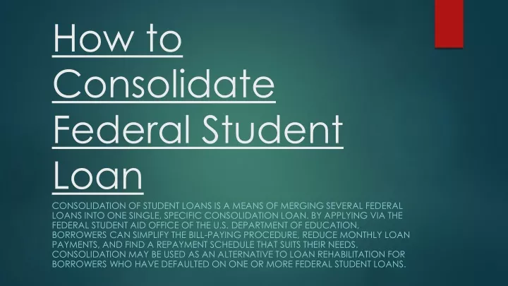 how to consolidate federal student loan