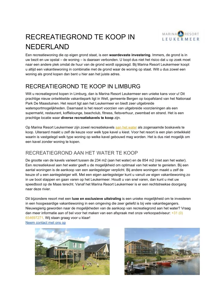 recreatiegrond te koop in nederland