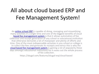 all about cloud based erp and fee management system