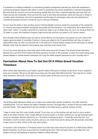 More About How To Get Rid Of Your Timeshare