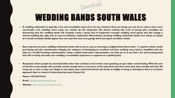 wedding bands south wales