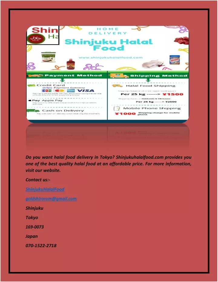 do you want halal food delivery in tokyo