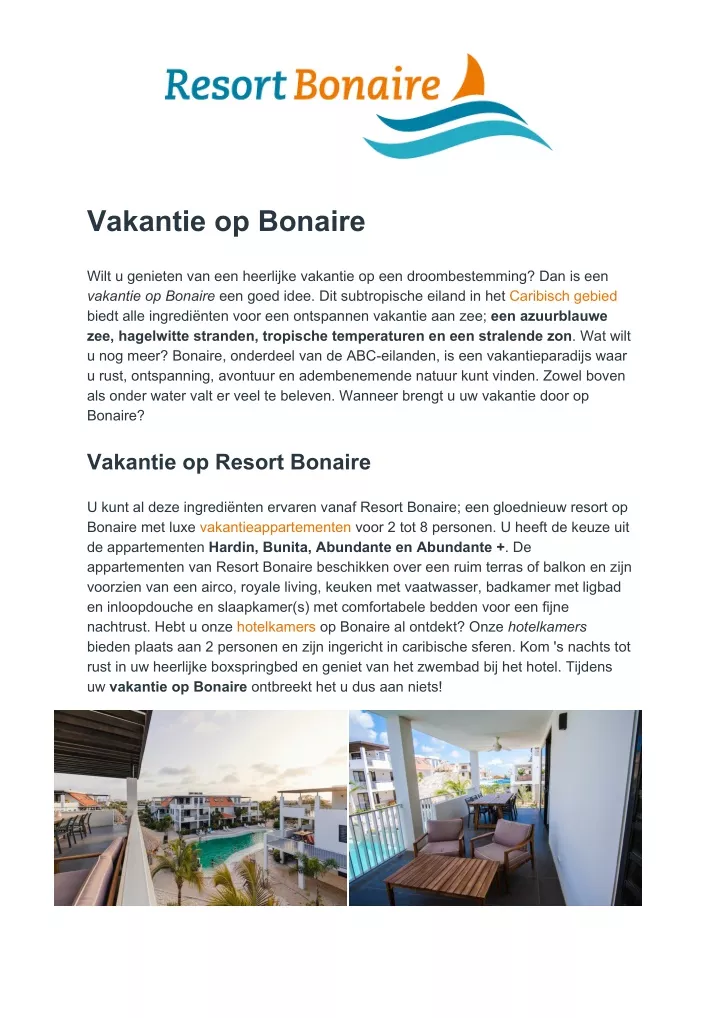 vakantie op bonaire