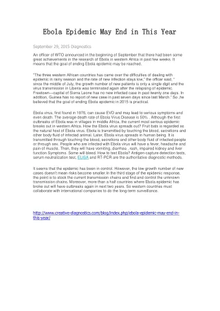 ebola epidemic may end in this year ebola