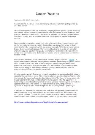 cancer vaccine cancer vaccine 28sep diagnostics
