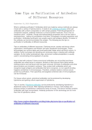 some tips on purification of antibodies