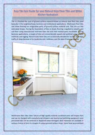Easy Tile Care Guide for your Natural Slate Floor Tiles and White Kitchen Backsplash