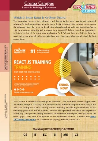 which is better react js or react native