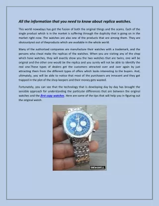 All the information that you need to know about replica watches.