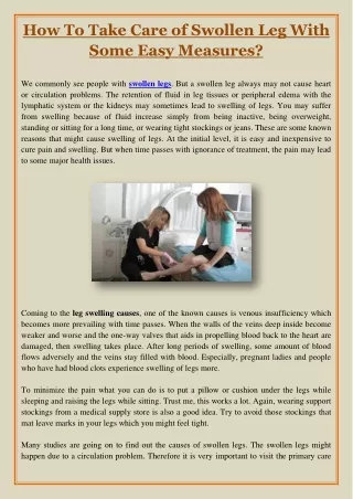 how to take care of swollen leg with some easy