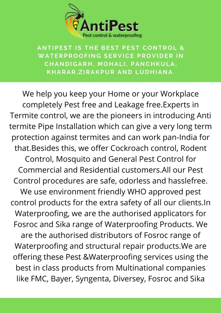 antipest is the best pest control waterproofing
