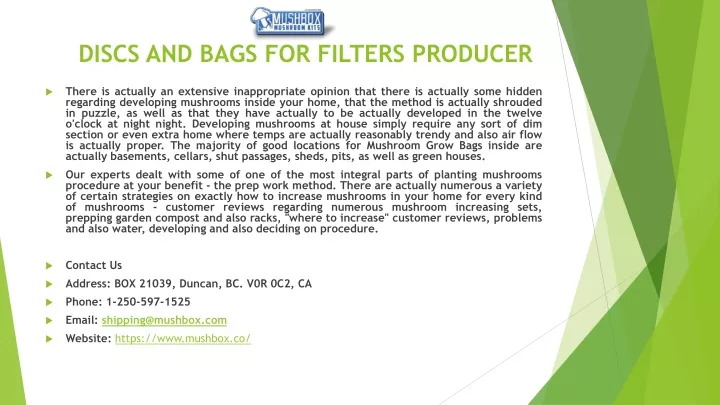 discs and bags for filters producer