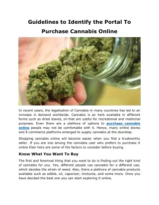 Guidelines to Identify the Portal To Purchase Cannabis Online