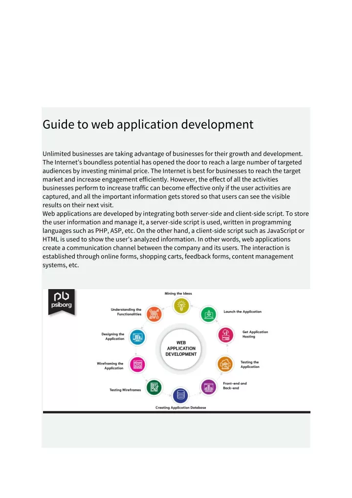 guide guide to web application development guide