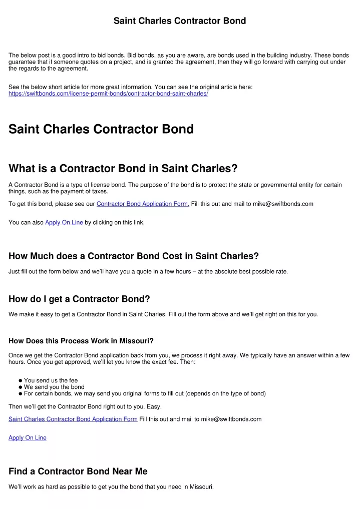 saint charles contractor bond