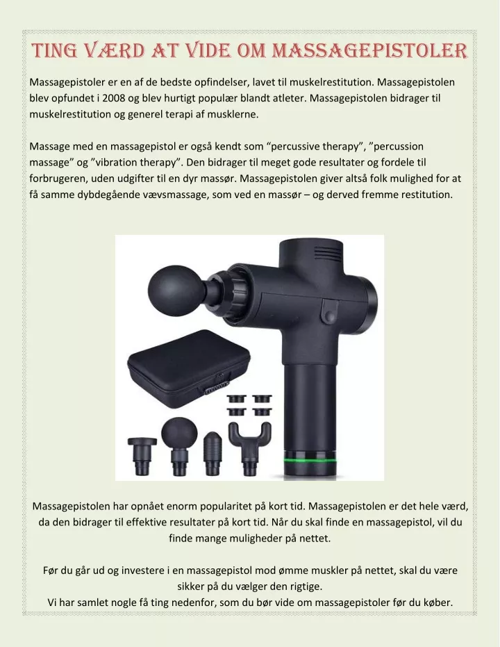 ting v rd at vide om massagepistoler