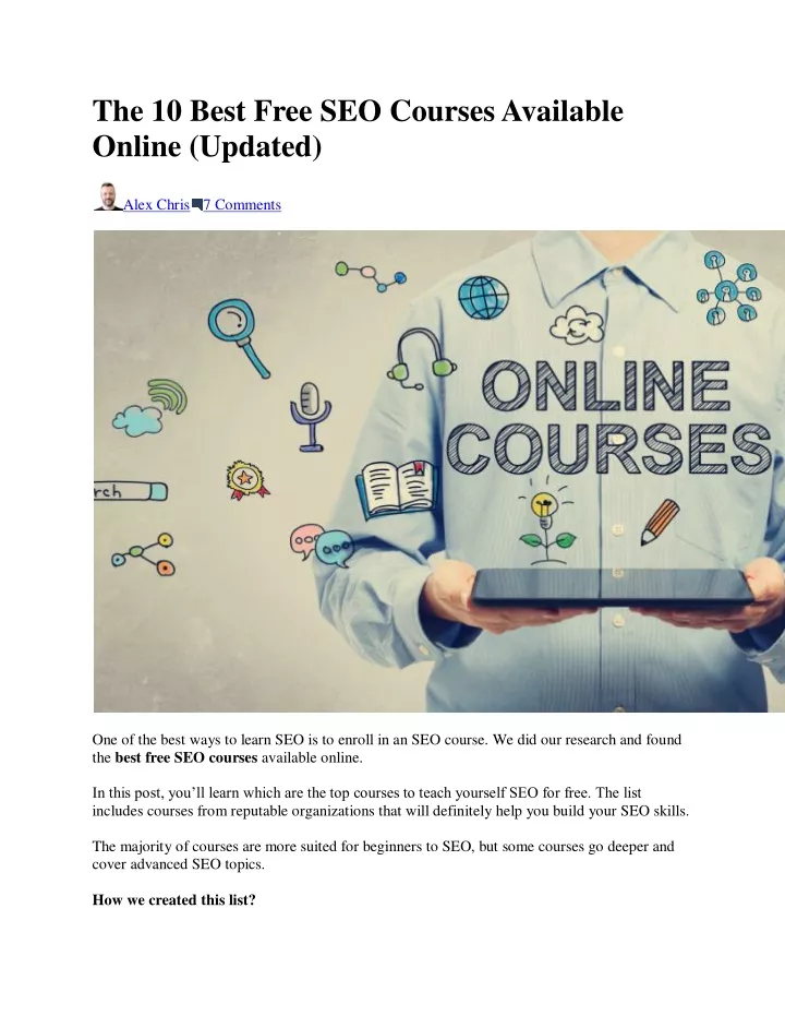 the 10 best free seo courses available online