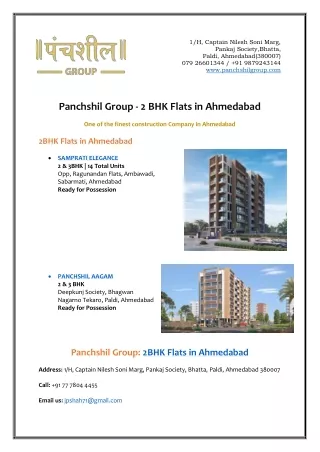 2 BHK Flats in Ahmedabad - Panchshil Group