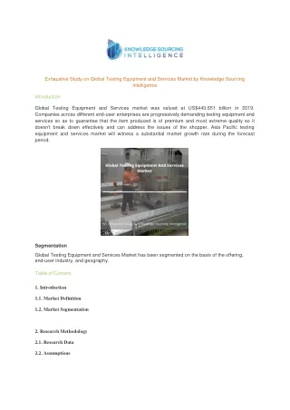 exhaustive study on global testing equipment