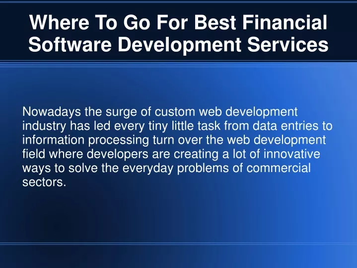 where to go for best financial software development services