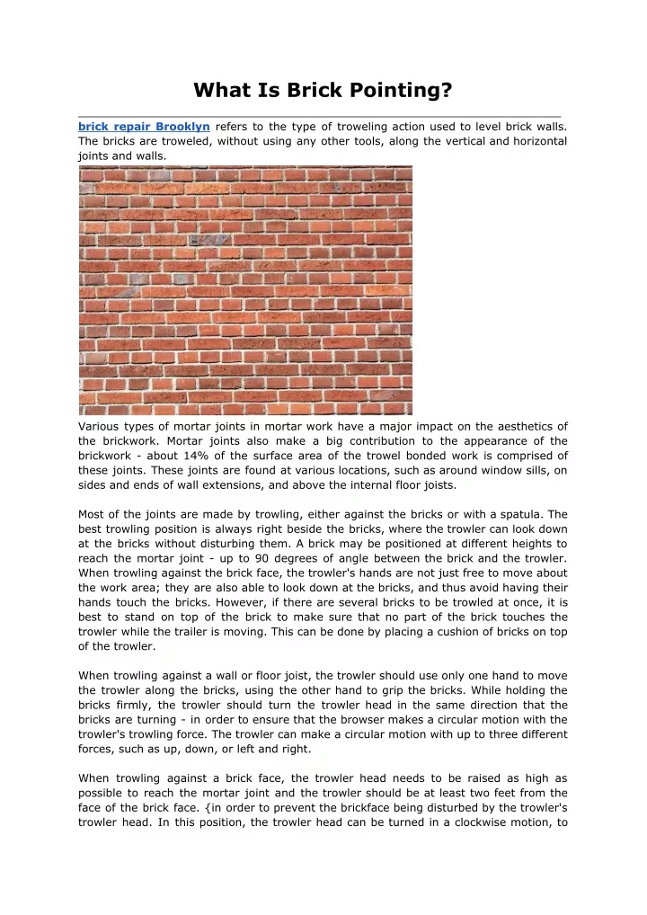 what is brick pointing brick repair brooklyn