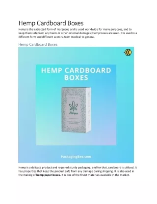 Hemp Cardboard Boxes