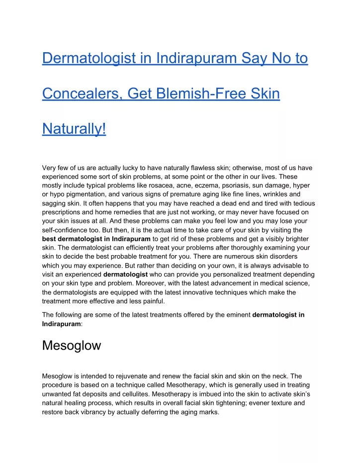 dermatologist in indirapuram say no to