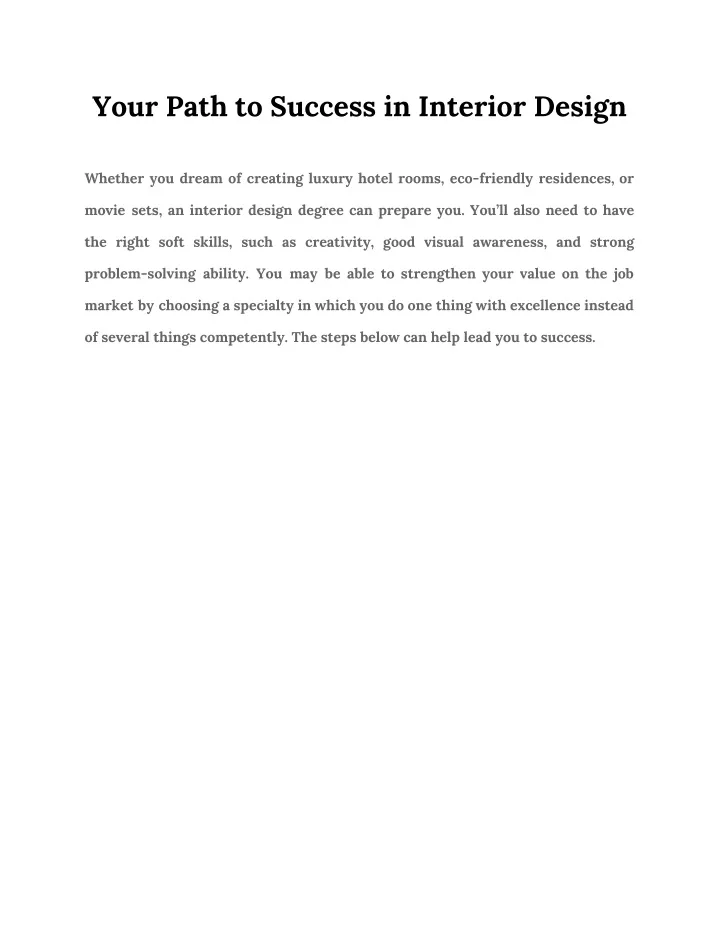your path to success in interior design