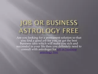 job or business astrology free