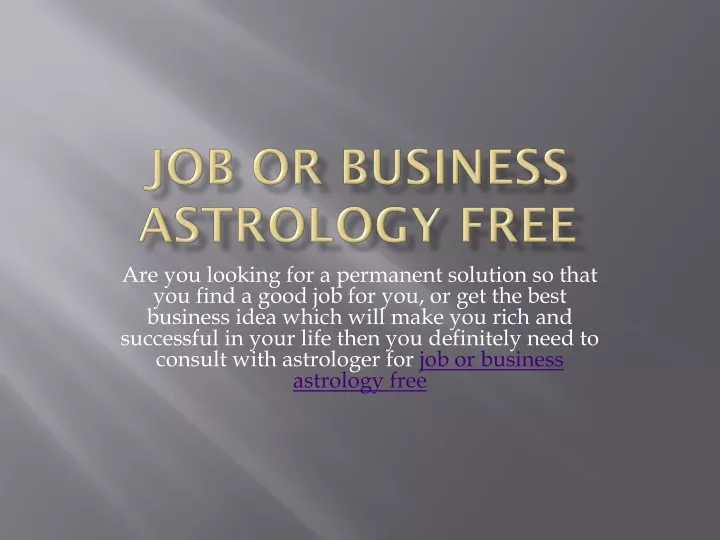 job or business astrology free
