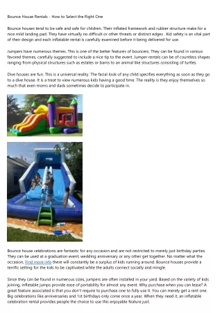 bounce house rentals how to select the right one