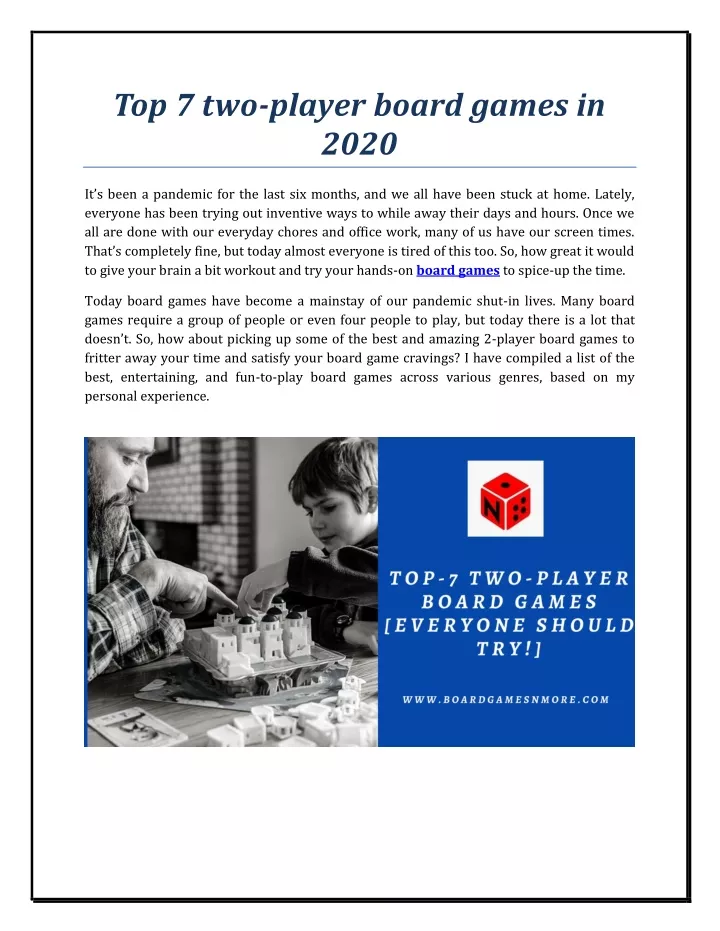 top 7 two player board games in 2020