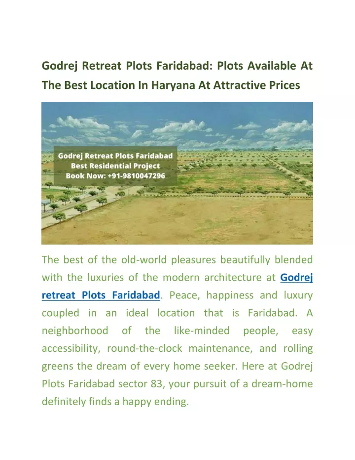 godrej retreat plots faridabad plots available at