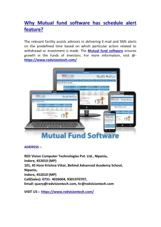 Why Mutual fund software has schedule alert feature?