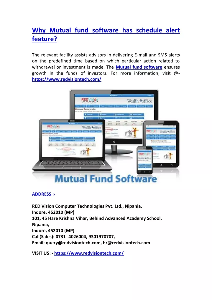 why mutual fund software has schedule alert