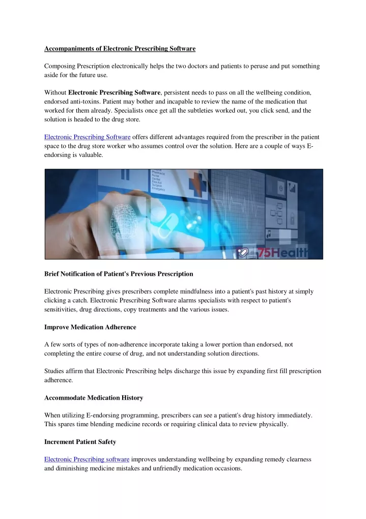 accompaniments of electronic prescribing software