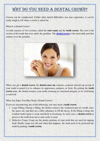 why do you need a dental crown