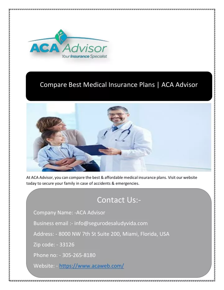 compare best medical insurance plans aca advisor