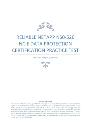 reliable netapp ns0 526 ncie data protection