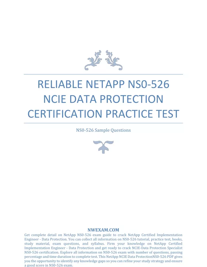 reliable netapp ns0 526 ncie data protection