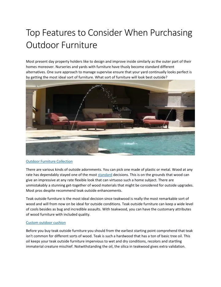 top features to consider when purchasing outdoor